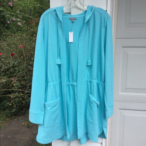 NWT Talbots Cute Turquoise Hooded Fly-away Jacket - Picture 6 of 6